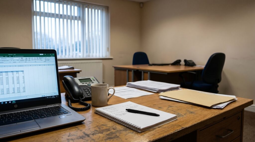 A UK small business office &mdash; the kind of environment where a Microsoft 365 BEC attack would go unnoticed for weeks without identity monitoring